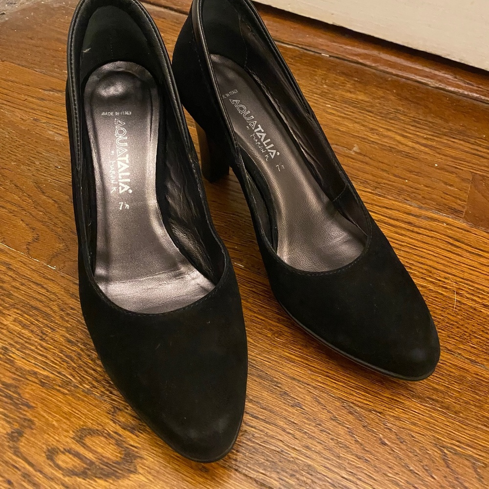 Aquatalia black suede shoes